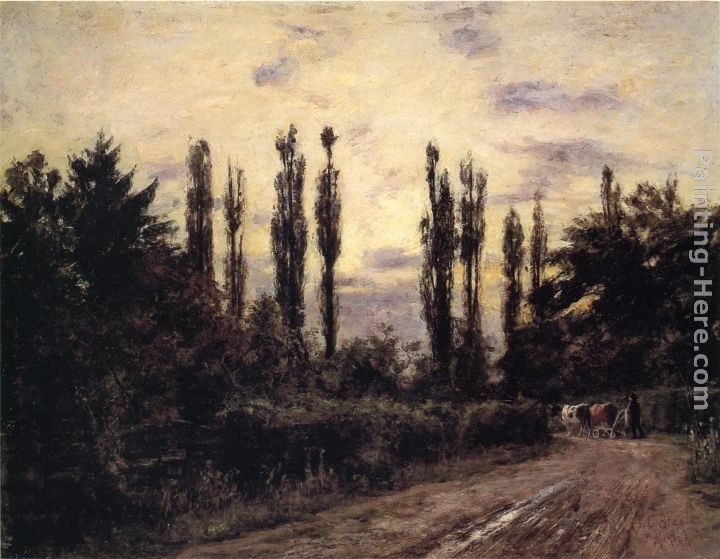 Theodore Clement Steele Evening, Poplars and Roadway near Schleissheim
